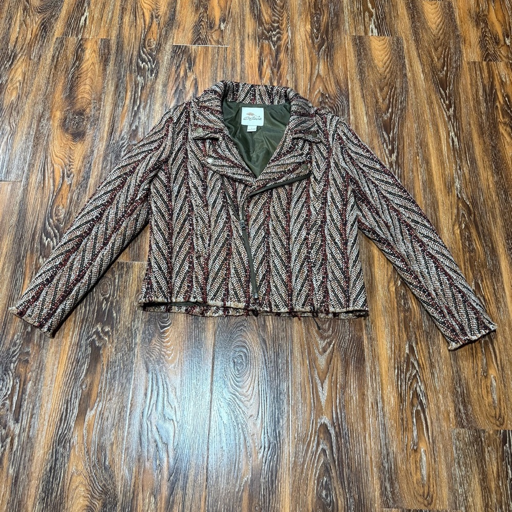Women's Size L Tweed Cropped Jacket Bob Timberlake Y2K 90s Look Blazer Moto‎